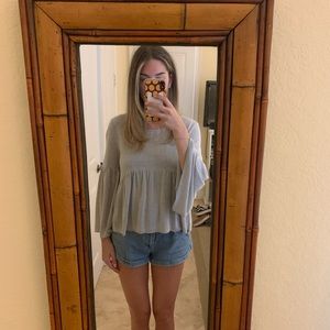 Gray flowy long sleeve